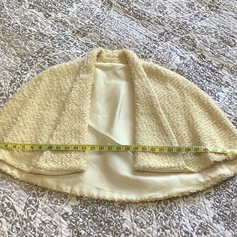 VINTAGE 1950s Cream‎ Bouclé Sateen Lined Cape Old Money Glam One Size - Picture 12 of 14
